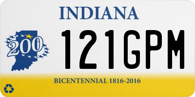 IN license plate 121GPM