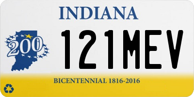 IN license plate 121MEV