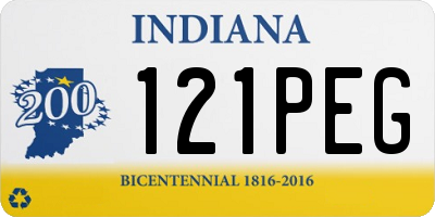 IN license plate 121PEG