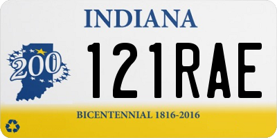 IN license plate 121RAE
