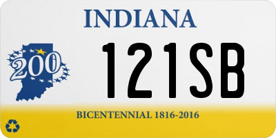 IN license plate 121SB