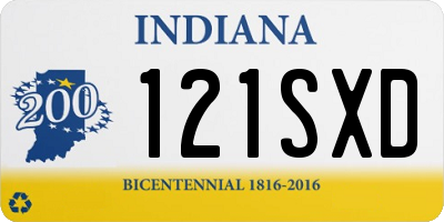 IN license plate 121SXD