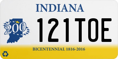 IN license plate 121TOE