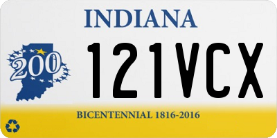 IN license plate 121VCX