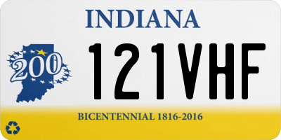 IN license plate 121VHF