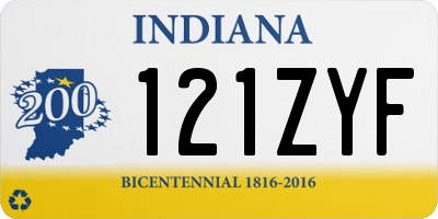 IN license plate 121ZYF