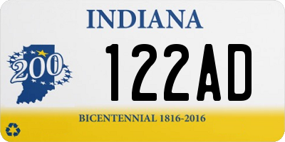 IN license plate 122AD