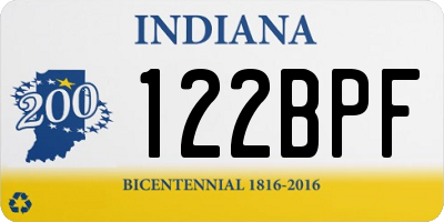 IN license plate 122BPF