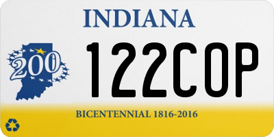 IN license plate 122COP