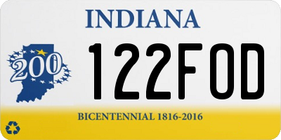 IN license plate 122FOD