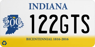 IN license plate 122GTS