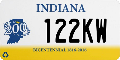 IN license plate 122KW