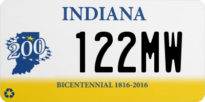 IN license plate 122MW