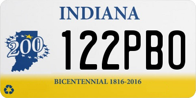 IN license plate 122PBO