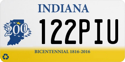 IN license plate 122PIU