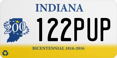 IN license plate 122PUP