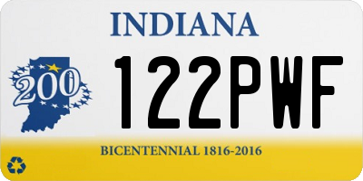 IN license plate 122PWF