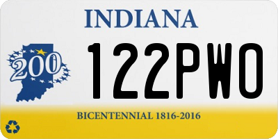 IN license plate 122PWO