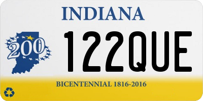 IN license plate 122QUE