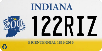 IN license plate 122RIZ