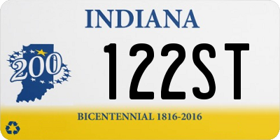 IN license plate 122ST