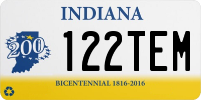 IN license plate 122TEM