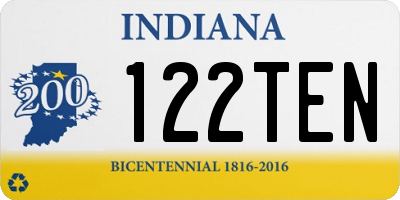 IN license plate 122TEN