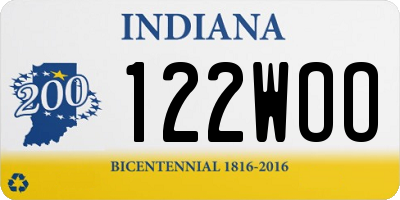 IN license plate 122WOO