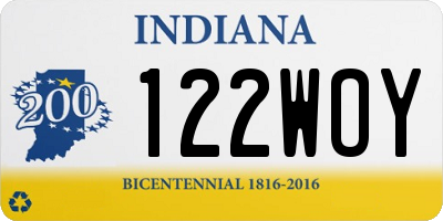 IN license plate 122WOY