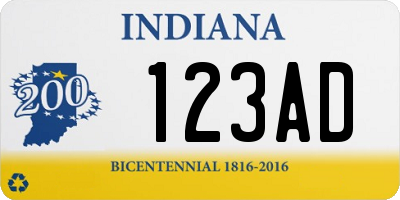 IN license plate 123AD