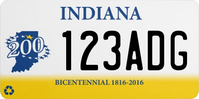 IN license plate 123ADG