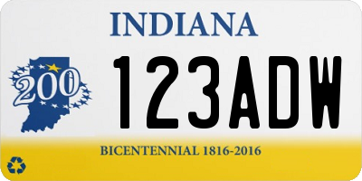 IN license plate 123ADW