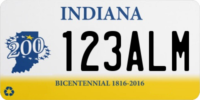 IN license plate 123ALM
