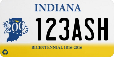 IN license plate 123ASH