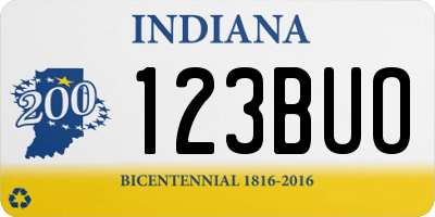 IN license plate 123BUO
