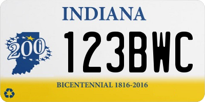 IN license plate 123BWC