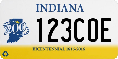 IN license plate 123COE