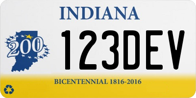 IN license plate 123DEV