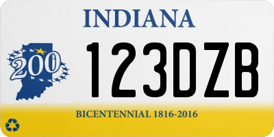 IN license plate 123DZB