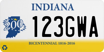 IN license plate 123GWA