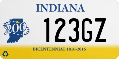 IN license plate 123GZ