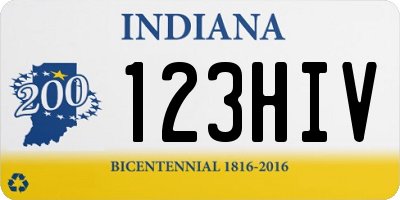 IN license plate 123HIV