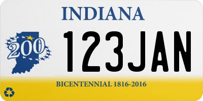 IN license plate 123JAN