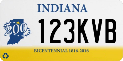 IN license plate 123KVB