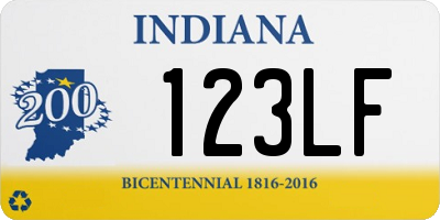 IN license plate 123LF