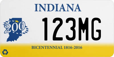 IN license plate 123MG