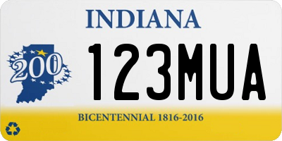 IN license plate 123MUA