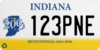 IN license plate 123PNE