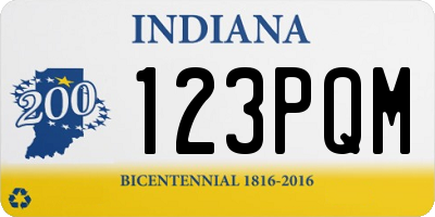 IN license plate 123PQM