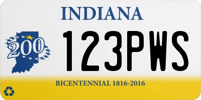 IN license plate 123PWS